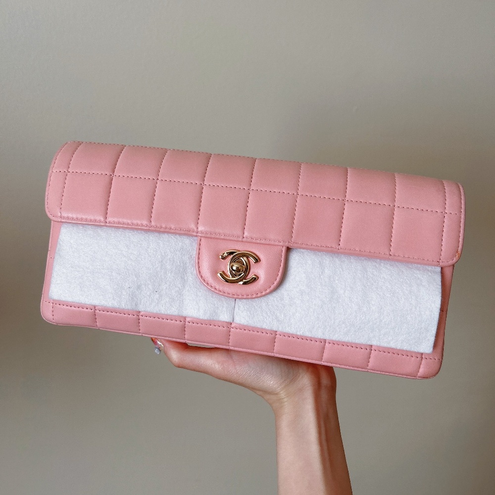 Chanel pink chocolate bar flap